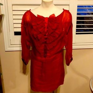 Bebe Dress Organza Puff Sleeve